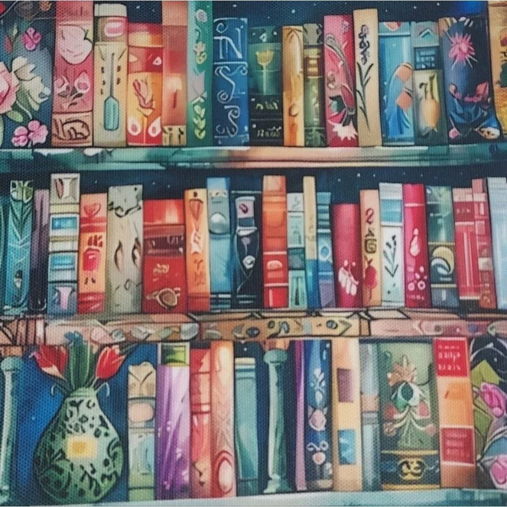 Boho Style Cosmetic, Makeup, Pencil Pouch Bag Colorful Book Print NWT